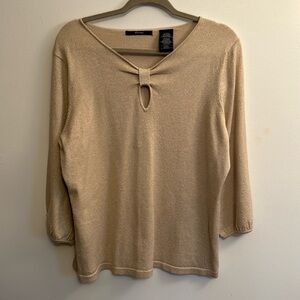 Raisey Metallic Taupe Holiday Evening Sweater XL NWOT
